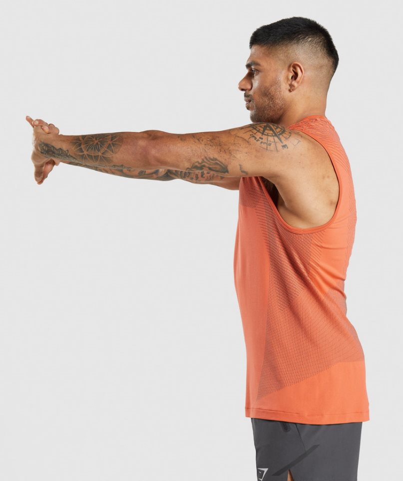 Men's Gymshark Apex Seamless Tanks Orange | CA 73ND16